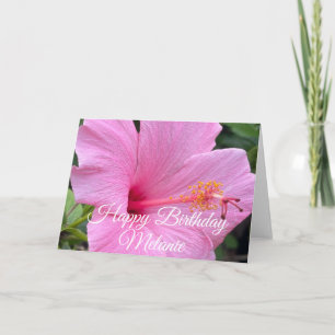 Carte Joyeux Anniversaire Fleur d'Hibiscus Rose