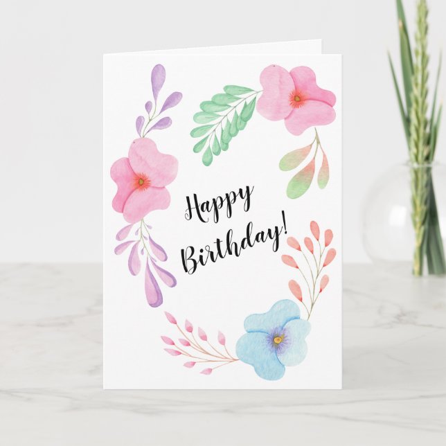 Carte Joyeux Anniversaire Fleur Floral Design personnali (Devant)