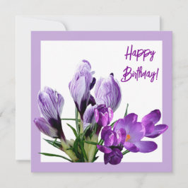 Carte Joyeux Anniversaire fleuri violet brillant boho co