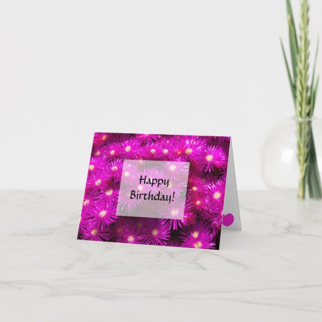 Carte Joyeux anniversaire. Fleurs d'aster rose (Devant)