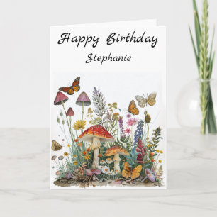Carte Joyeux Anniversaire Fleurs de Champignon Conte de 