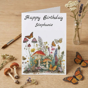 Carte Joyeux Anniversaire Fleurs de Champignon Conte de