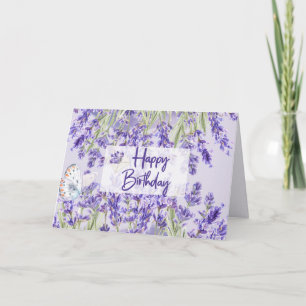 Carte Joyeux Anniversaire Fleurs de Lavande Violette