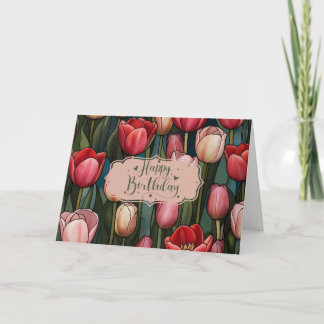 Carte Joyeux Anniversaire Fleurs de Tulipe