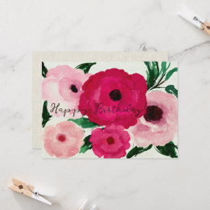 Carte Joyeux anniversaire ! Fleurs Roses Gros Belles