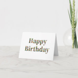 Carte Joyeux Anniversaire Fleurs Sauvages et Oiseaux Tro