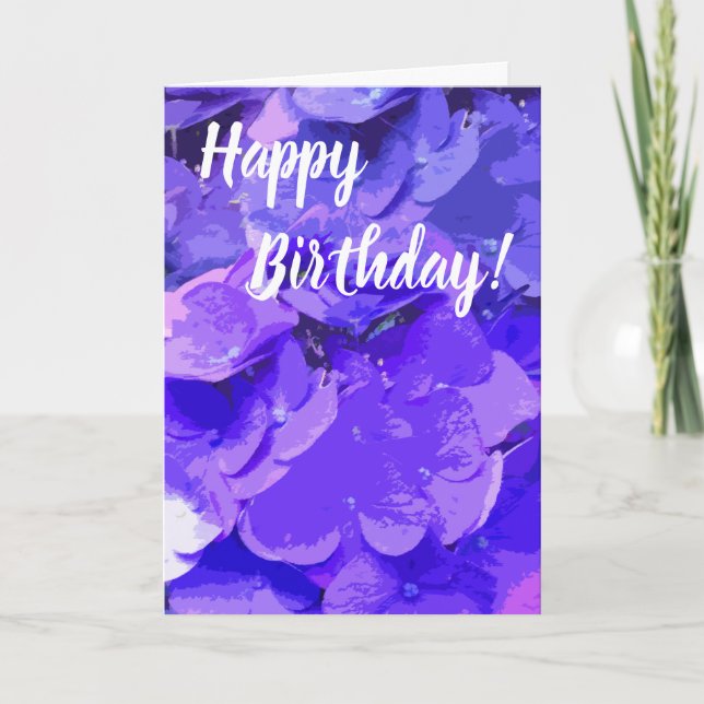 Carte *~* Joyeux anniversaire Floral Hydrangea Flower (Devant)