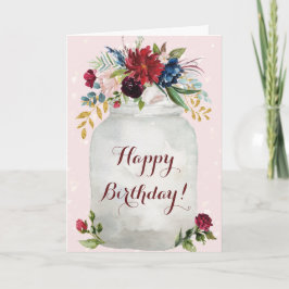 Carte Joyeux Anniversaire Floral Mason Jar