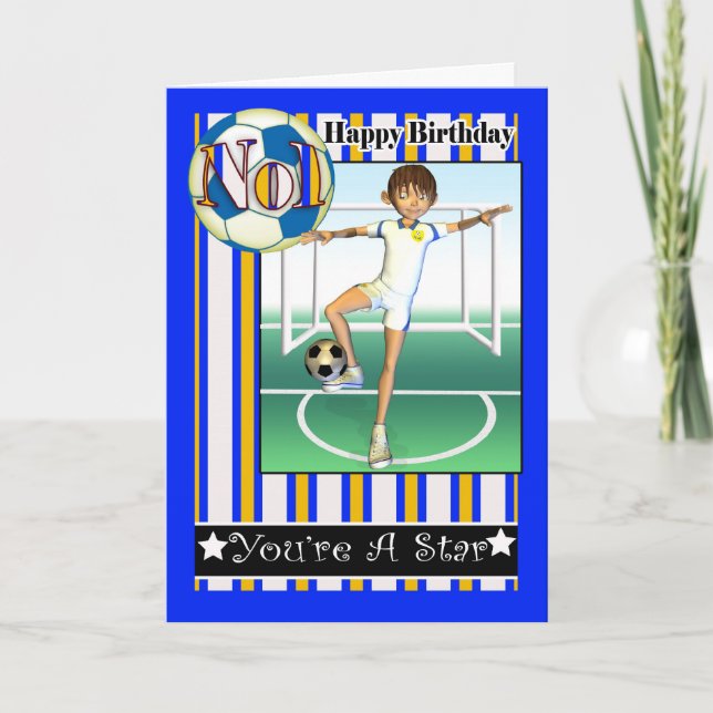 Carte Joyeux Anniversaire, Football No1 (Devant)