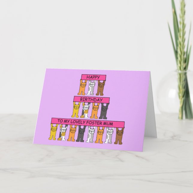 Carte Joyeux Anniversaire Foster maman Cartoon Chats (Devant)