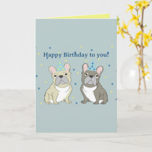 Carte Joyeux anniversaire Français, bouledogue