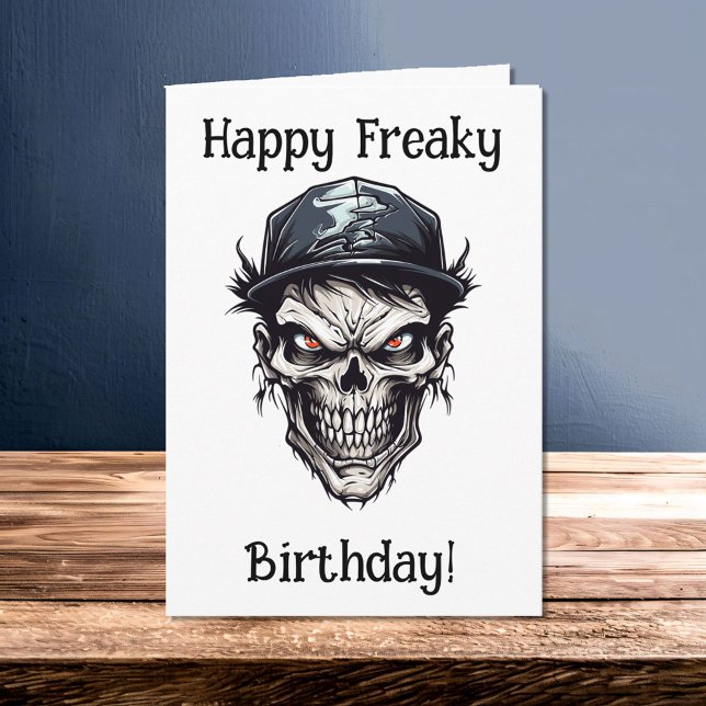Carte Joyeux Anniversaire Freaky Personnage de Zombie (Créateur téléchargé)