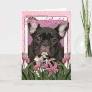 Carte Joyeux anniversaire - French Bulldog - Turquoise