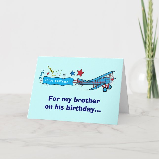 Carte Joyeux anniversaire frère avion (Devant)