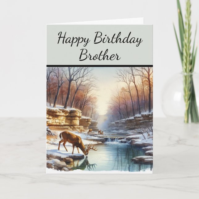Carte Joyeux Anniversaire Frère Deer Buck (Devant)