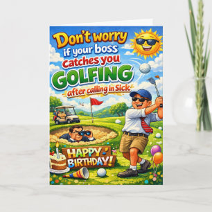 Carte Joyeux anniversaire frère golfeur et son patron
