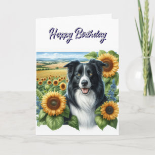 Carte Joyeux anniversaire Frontière Collie