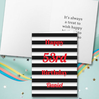 Carte Joyeux Anniversaire Fun Pop Bold Black Stripes Typ