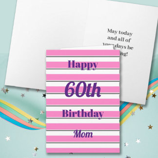Carte Joyeux Anniversaire Fun Pop Bold Pink Stripes Typo