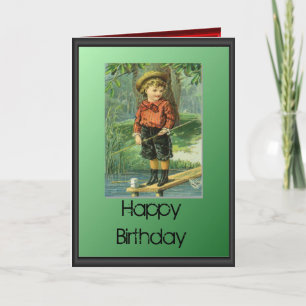 Carte Joyeux anniversaire - Garçon près de la rivière
