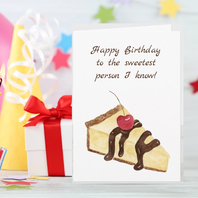 Carte Joyeux Anniversaire Gâteau au Chocolat Aquarelle (Satisfy Their Sweet Tooth: Personalize a Cheesecake Delight for their Birthday!)