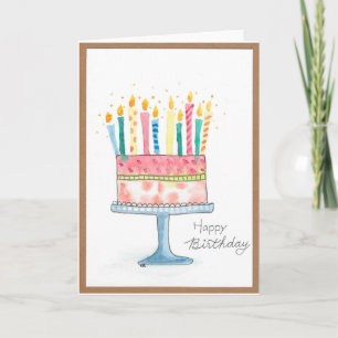 Carte Joyeux anniversaire, gâteau aux bougies