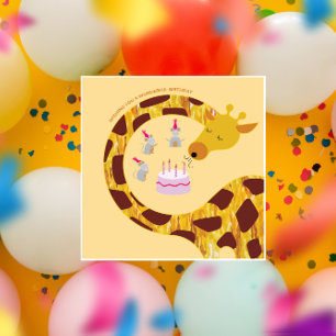 Carte Joyeux anniversaire - Giraffe et amis