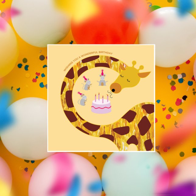Carte Joyeux anniversaire - Giraffe et amis (Créateur téléchargé)