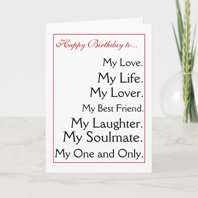 Carte Joyeux anniversaire girlfriend.boyfriend, épouse, (Devant)