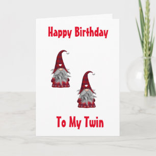 Carte Joyeux anniversaire Gnome style à ma "jumelle" car