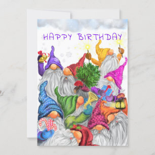 Carte Joyeux Anniversaire - Gnomes Anniversaire Célébrat
