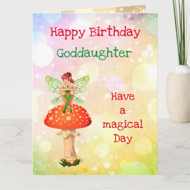 Carte Joyeux anniversaire Godgirl conception fée (Devant)