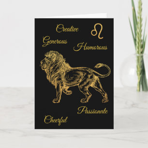 Carte Joyeux Anniversaire Gold Leo Zodiac Horoscope