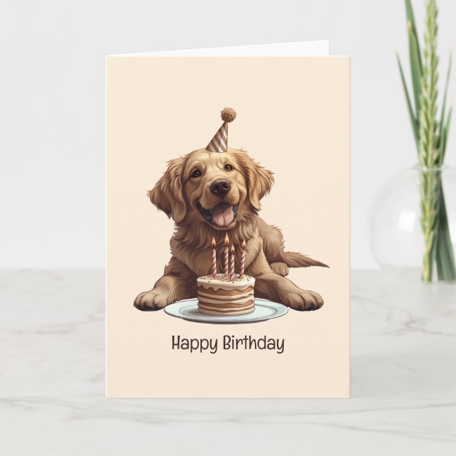 Carte Joyeux Anniversaire Golden Retriever Chien (Devant)