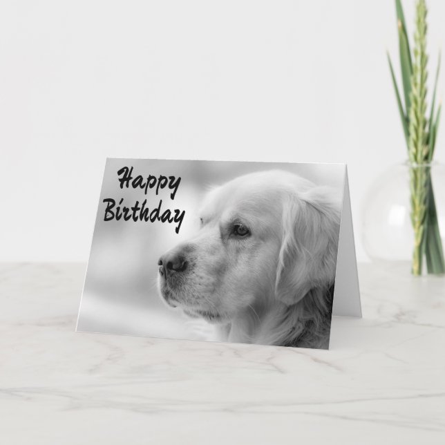 Carte Joyeux Anniversaire Golden Retriever Chien chiot (Devant)