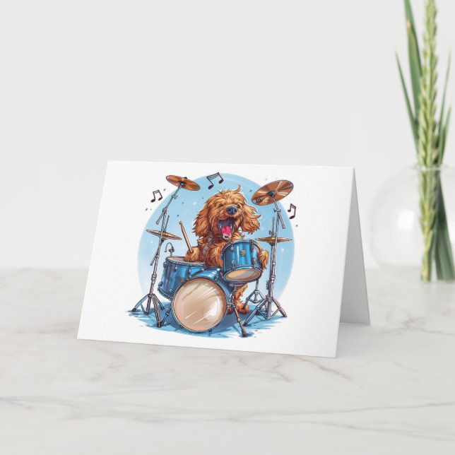 Carte Joyeux Anniversaire Goldendoodle Chien Jouant à la (Devant)