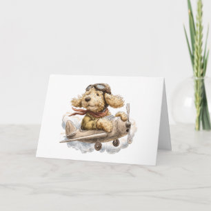 Carte Joyeux Anniversaire Goldendoodle Dog Avion pilote