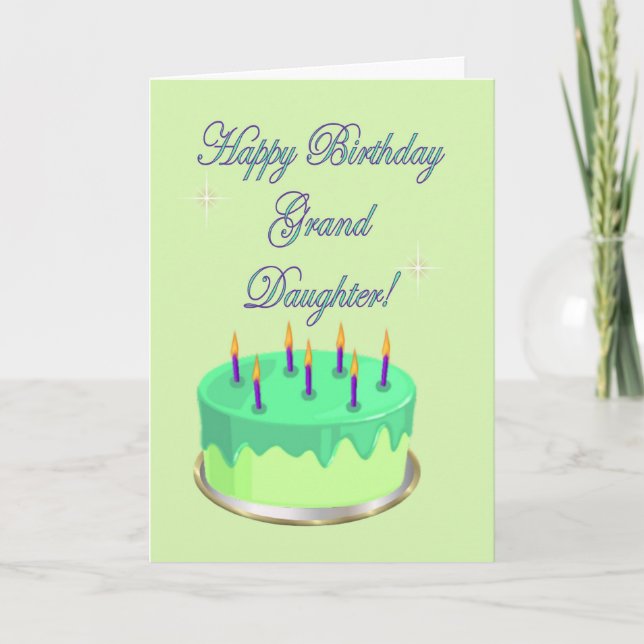 Carte Joyeux anniversaire Grand-fille voeux de gâteau d' (Devant)