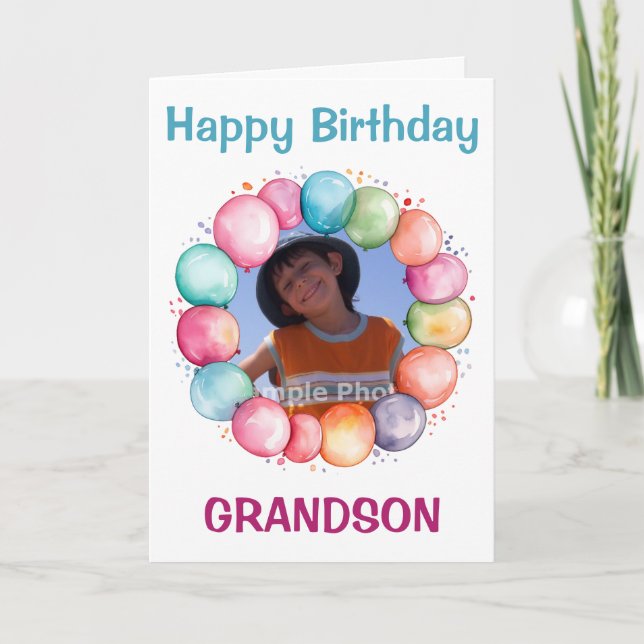 Carte Joyeux Anniversaire Grand-fils Photo personnalisée (Devant)