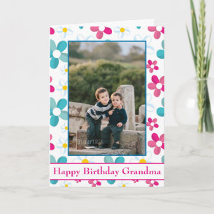 Carte Joyeux anniversaire grand-mère photo Floral Arrièr