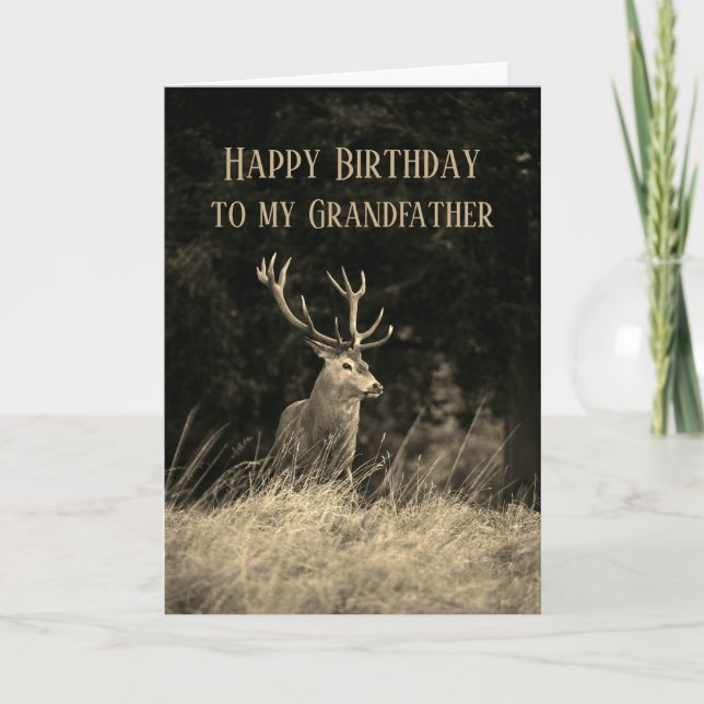 Carte Joyeux Anniversaire Grand-père Plus De Cerfs Chaqu (Devant)