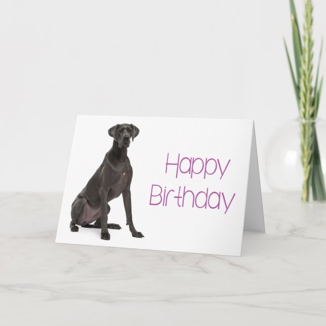 Carte Joyeux Anniversaire Grande Dane Puppy Dog Card - V (Devant)