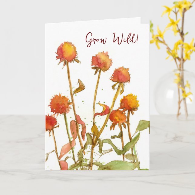 Carte Joyeux Anniversaire Grandis Plante sauvages Fleurs (Fleur jaune)