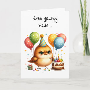 Carte Joyeux Anniversaire Grumpy Bird Cake Casquette de 
