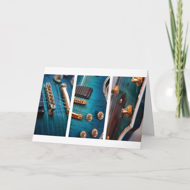 Carte Joyeux anniversaire - Guitare en bleu (Devant)