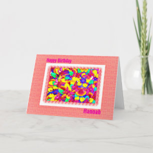 Carte Joyeux Anniversaire Hannah dans Peachy Pink