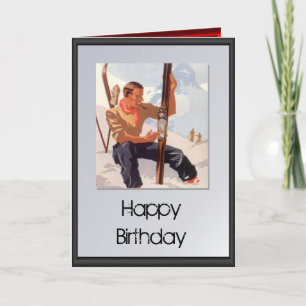 Carte Joyeux anniversaire - Heure de ski