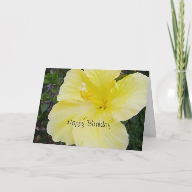 Carte Joyeux anniversaire - Hibiscus jaune (Devant)