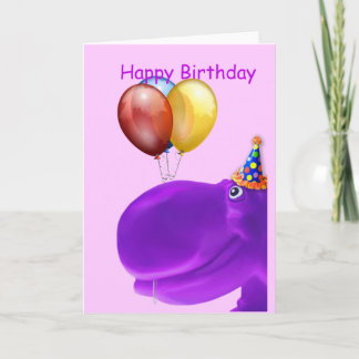 Carte Joyeux anniversaire hippo violet