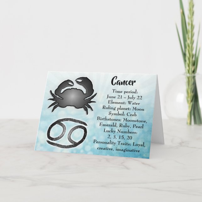 Carte Joyeux anniversaire Horoscope signe cancer (Devant)